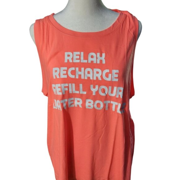 New Pair Womens Black and Relax,Recharge and Refill Your Water Bottle Sleeveless - Picture 1 of 10